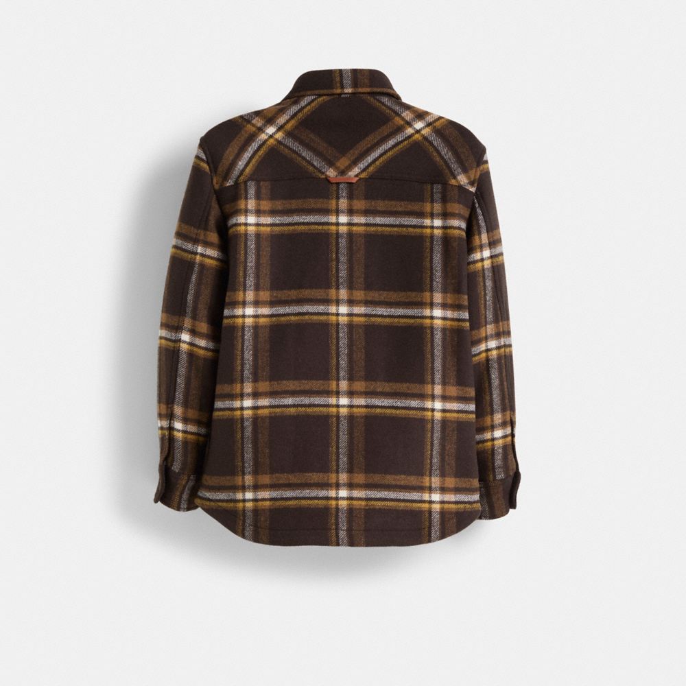 COACH®,Restored Tweed Jacket,Viscose,Polyester,Polyamide,Acrylic,Shirt Jacket,Applique,Eco-Friendly,Casual,Multi Color,Back View