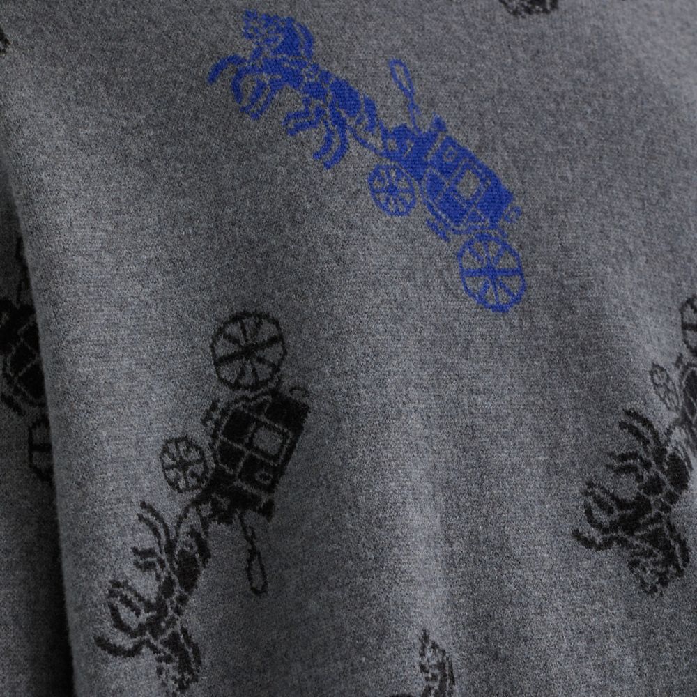 COACH®,Restored Horse And Carriage V-Neck Sweater,Wool,Pullover,Sweater,Logo,Casual,Gray,Scale View