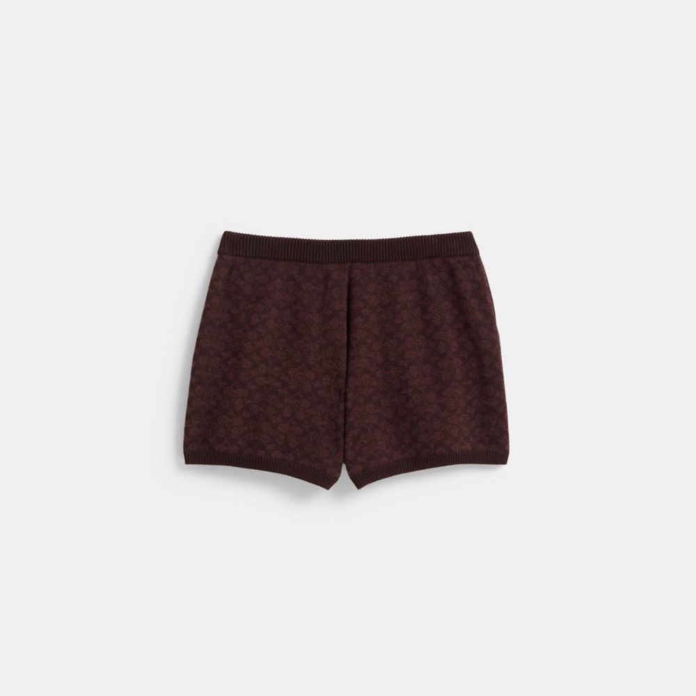 COACH®,Restored Signature Knit Shorts,Brown,Back View
