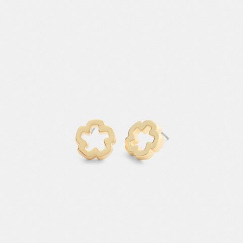 Coach Open Tea Rose Stud Earrings