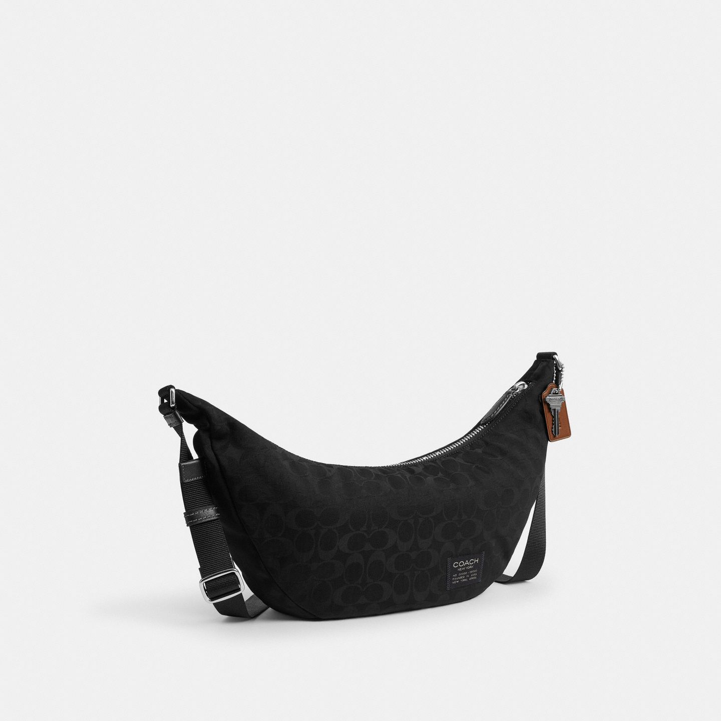 Мужская сумка Coach Leon Sling In Signature Nylon Jacquard, цвет: Чёрный — фото 2
