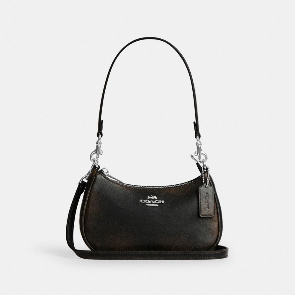 COACH®,Borsa Mini Tracolla Teri In Pelle Loved,Zilver/Zwartbruin,Front View