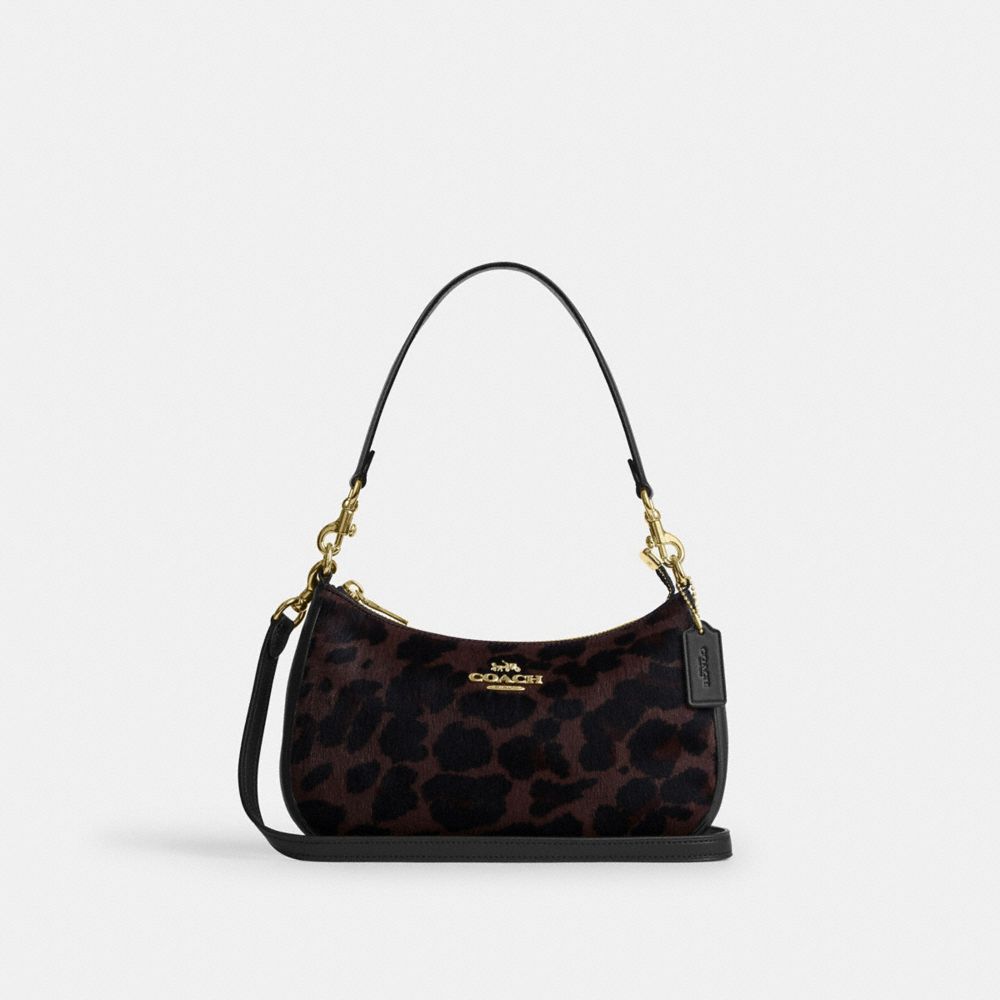 COACH&reg;,TERI SHOULDER BAG IN HAIRCALF WITH LEOPARD PRINT,,Front View