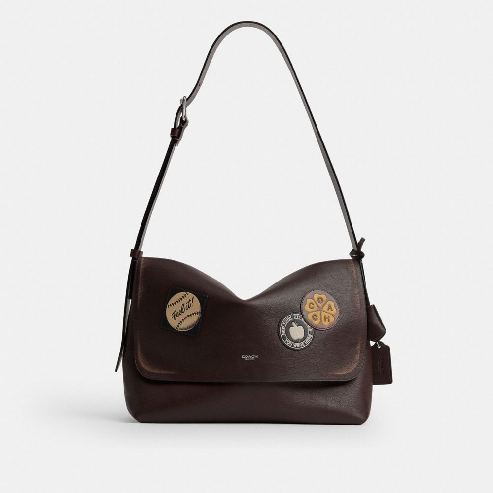 COACH®,Ludlow Messenger Bag In Loved Leather With Stickers,,Front View
