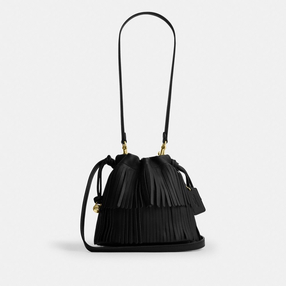 COACH®,Faye Mini Drawstring Bag With Fringe,,Front View
