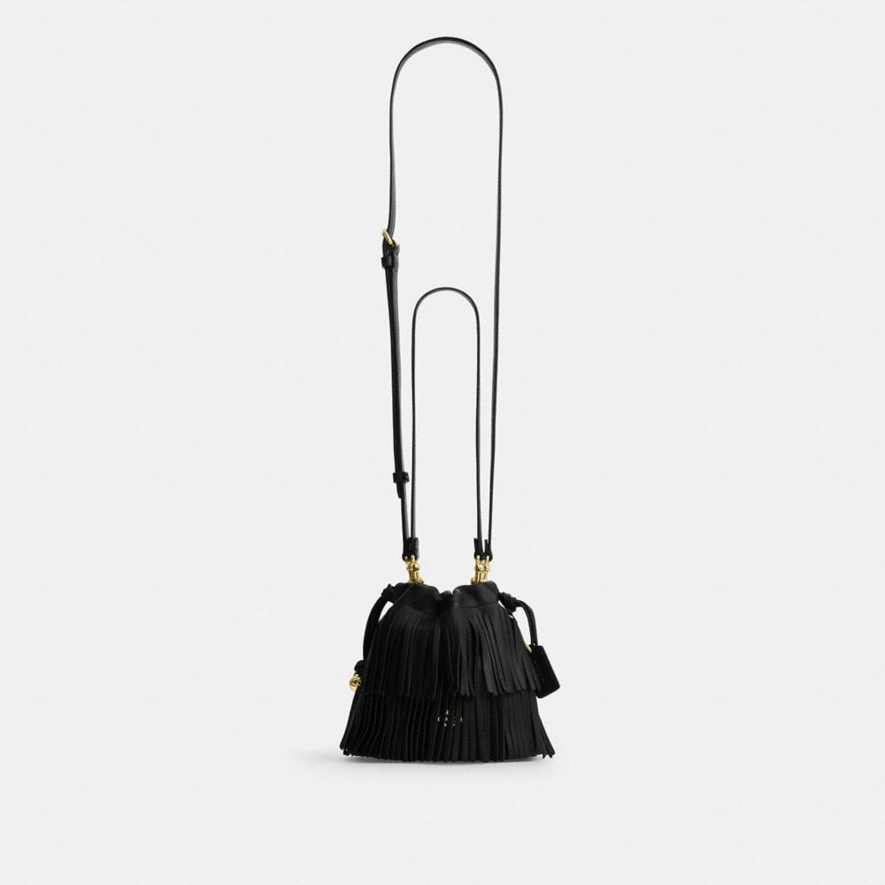 Faye Mini Drawstring Bag With Fringe