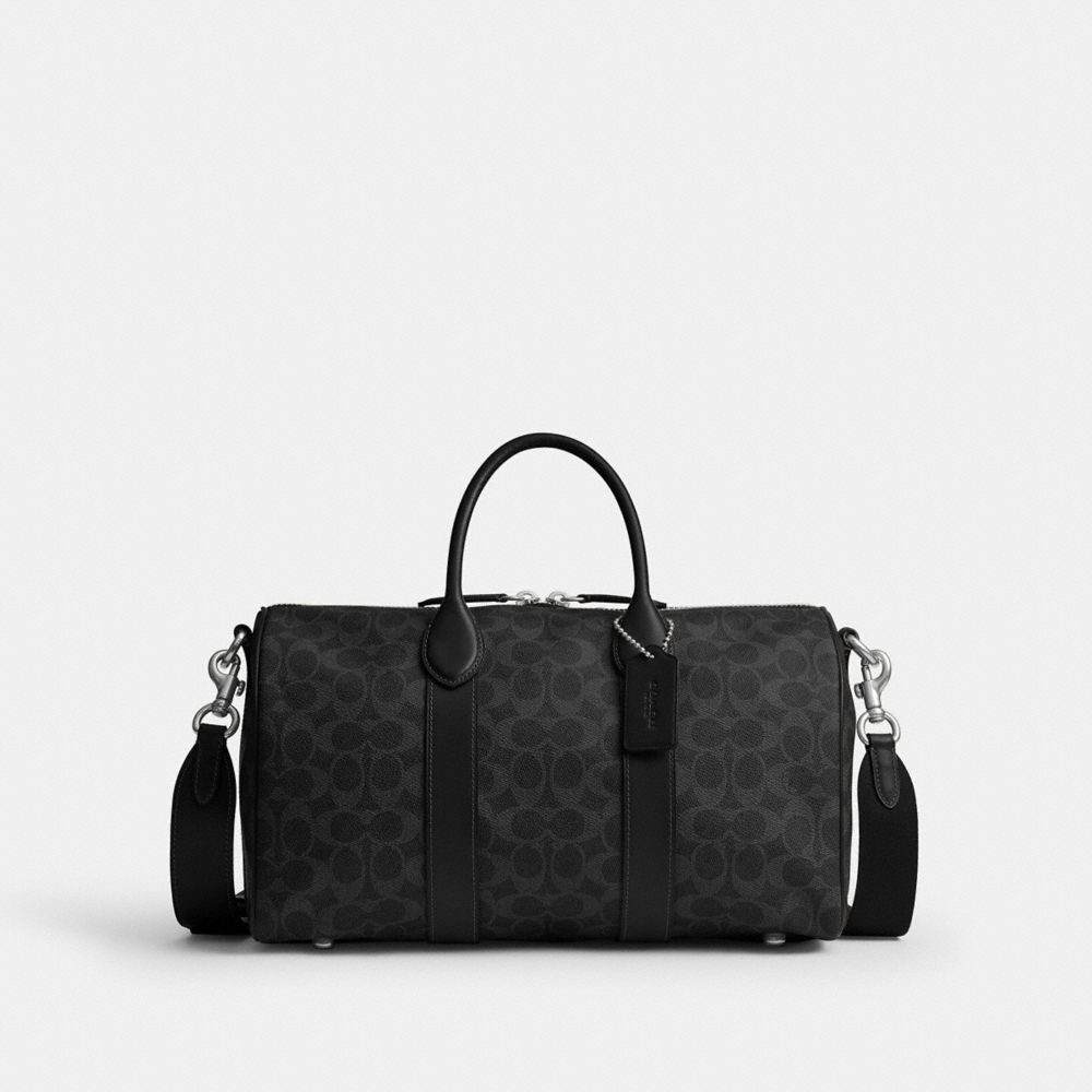 COACH®, コンパス バッグ 35・シグネチャー アップクラフトレザー, ボストンバッグ,ﾌﾞﾗｯｸ ｼｸﾞﾈﾁｬｰ,Front View