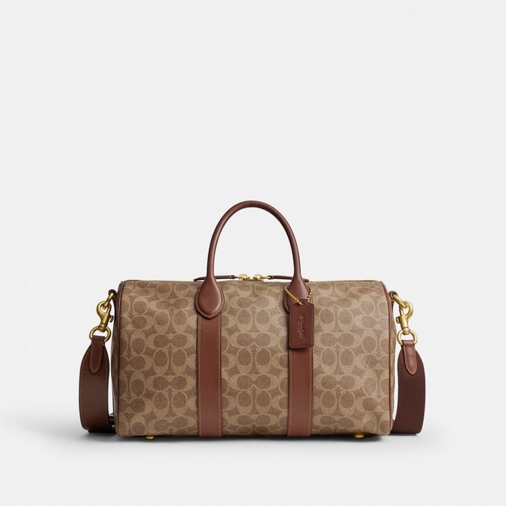 COACH®,Compass Bag 35 In Signature UpcraftedLeather,Calfskin Leather,Cotton,Leather,Mesh,Synthetic,Duffle Bag,Faux Leather,Lo,,Front View