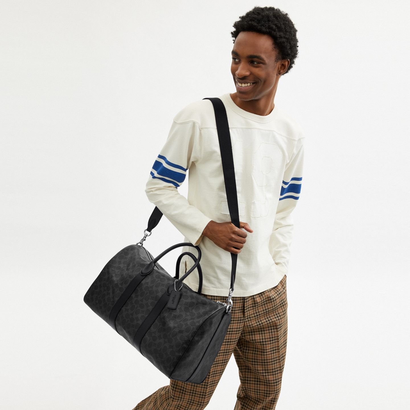 Мужская сумка Coach Compass Bag 45 In Signature UpcraftedLeather, цвет: Чёрный — фото 4