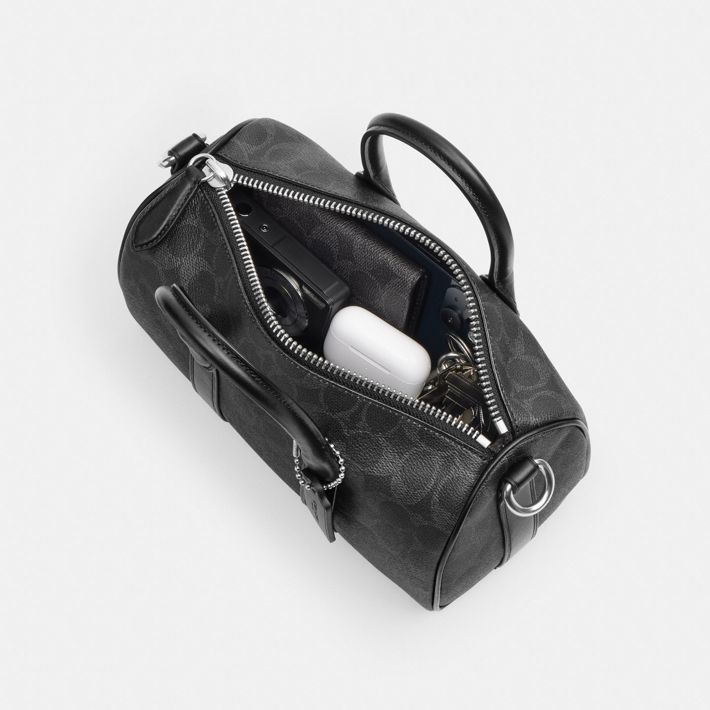 Мужская сумка Coach Compass Bag 25 In Signature UpcraftedLeather, цвет: Чёрный — фото 4