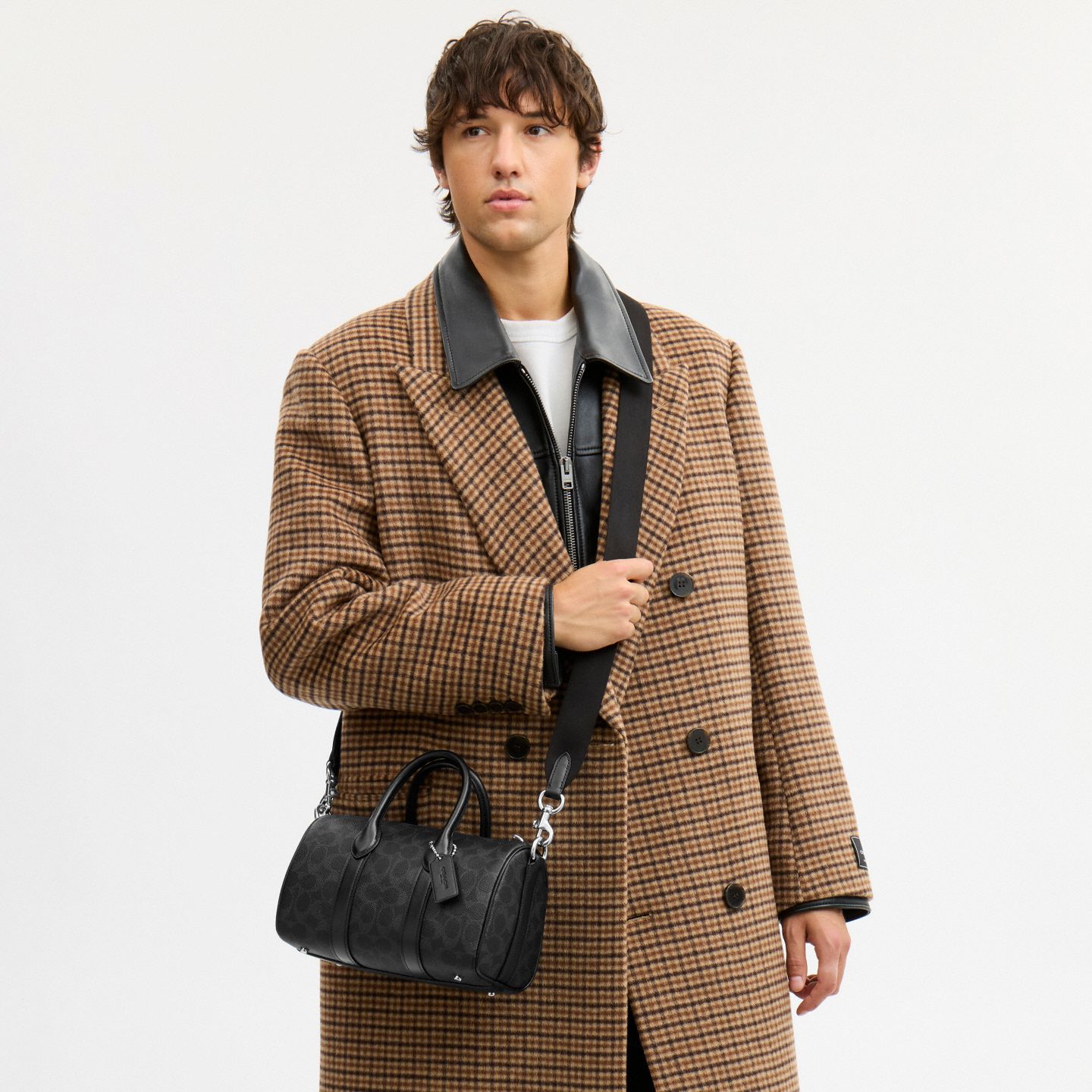 Мужская сумка Coach Compass Bag 25 In Signature UpcraftedLeather, цвет: Чёрный — фото 6