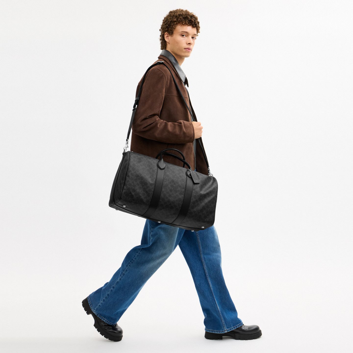 Мужская сумка Coach Compass Bag 50 In Signature UpcraftedLeather, цвет: Чёрный — фото 4