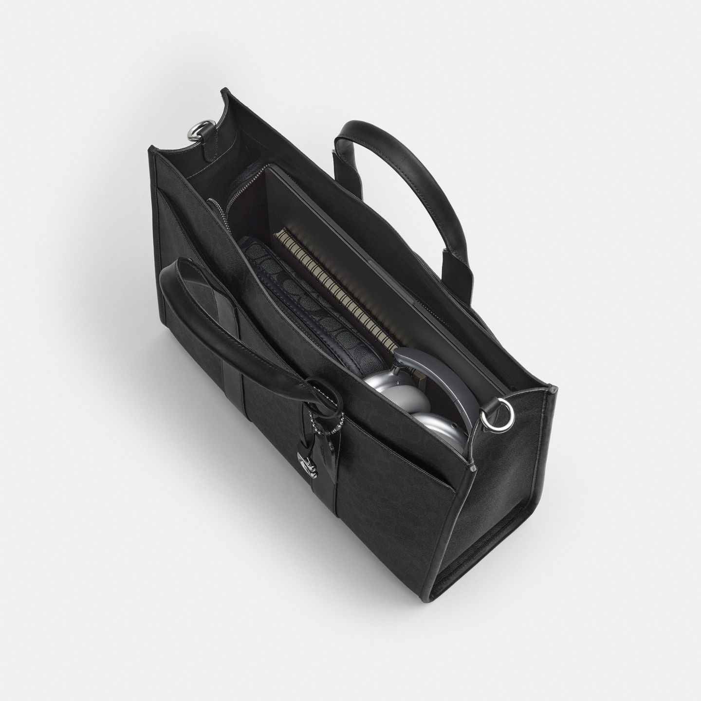 Мужская сумка Coach Wesley Tote In Signature UpcraftedLeather, цвет: Чёрный — фото 3