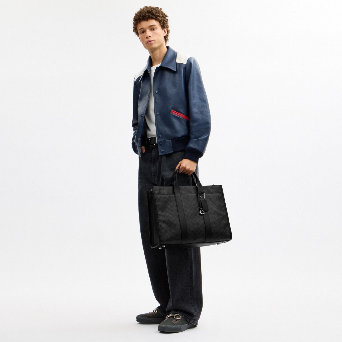 Мужская сумка Coach Wesley Tote In Signature UpcraftedLeather, цвет: Чёрный — фото 6
