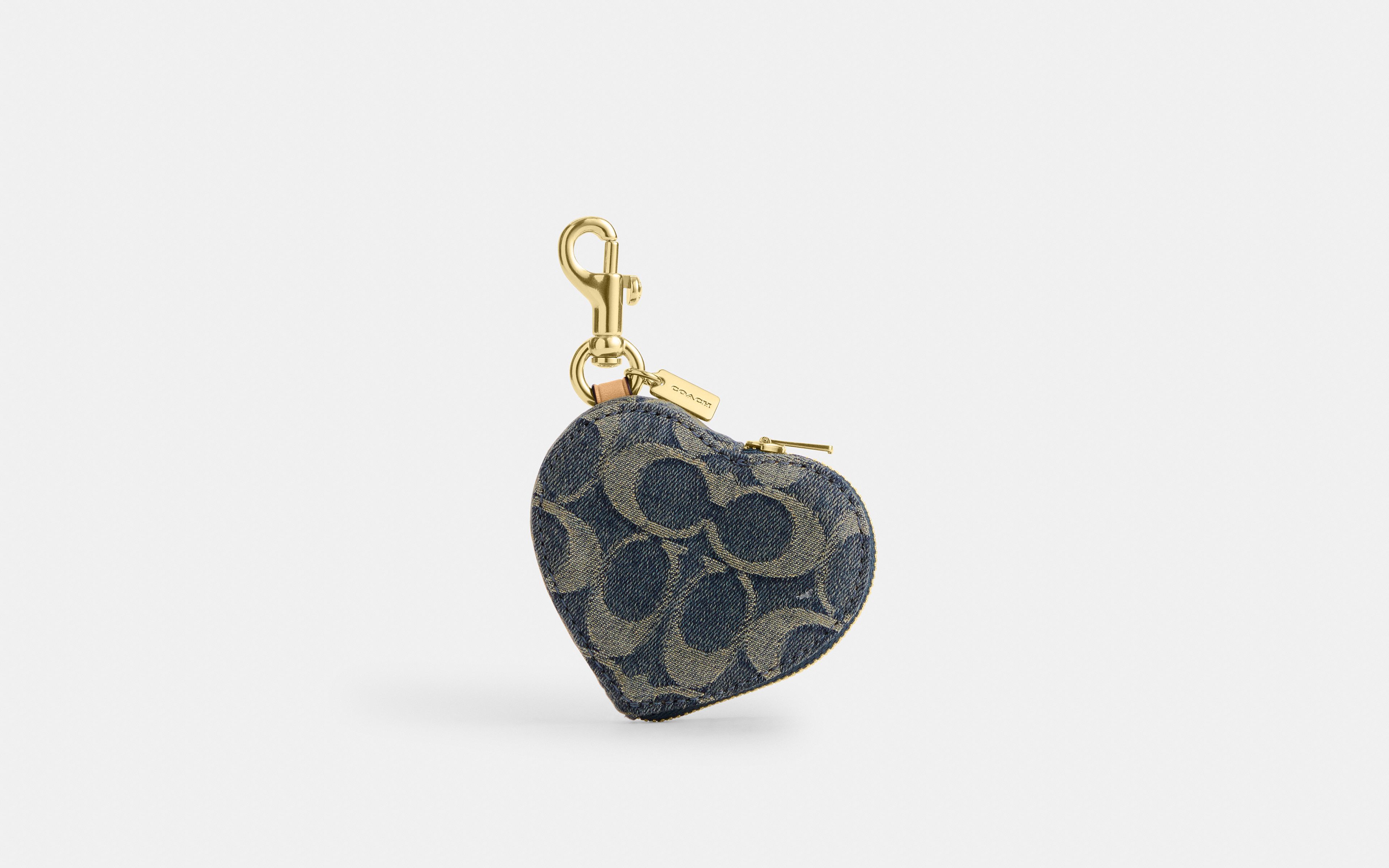 Heart Bag Charm In Signature Denim