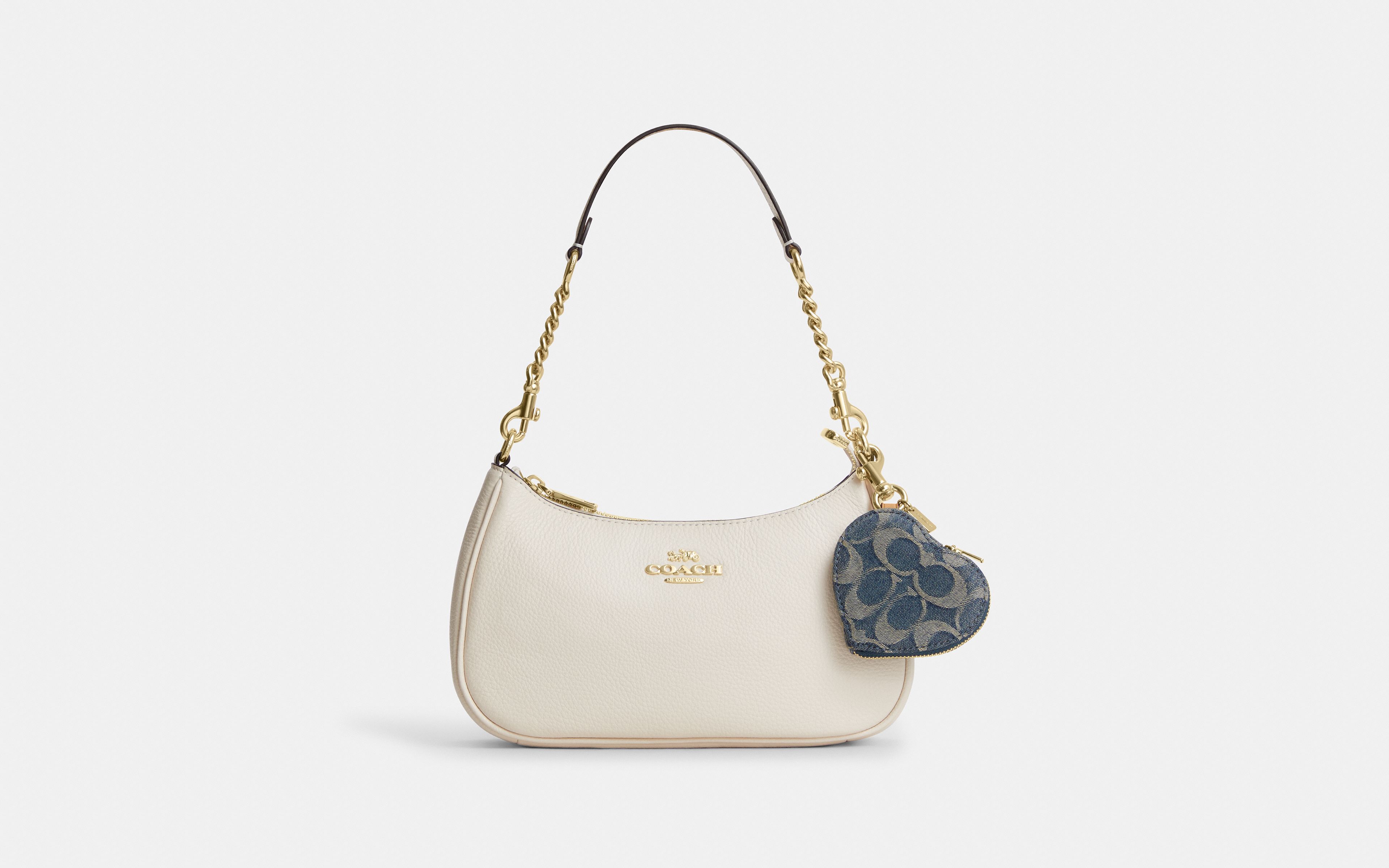 Heart Bag Charm In Signature Denim