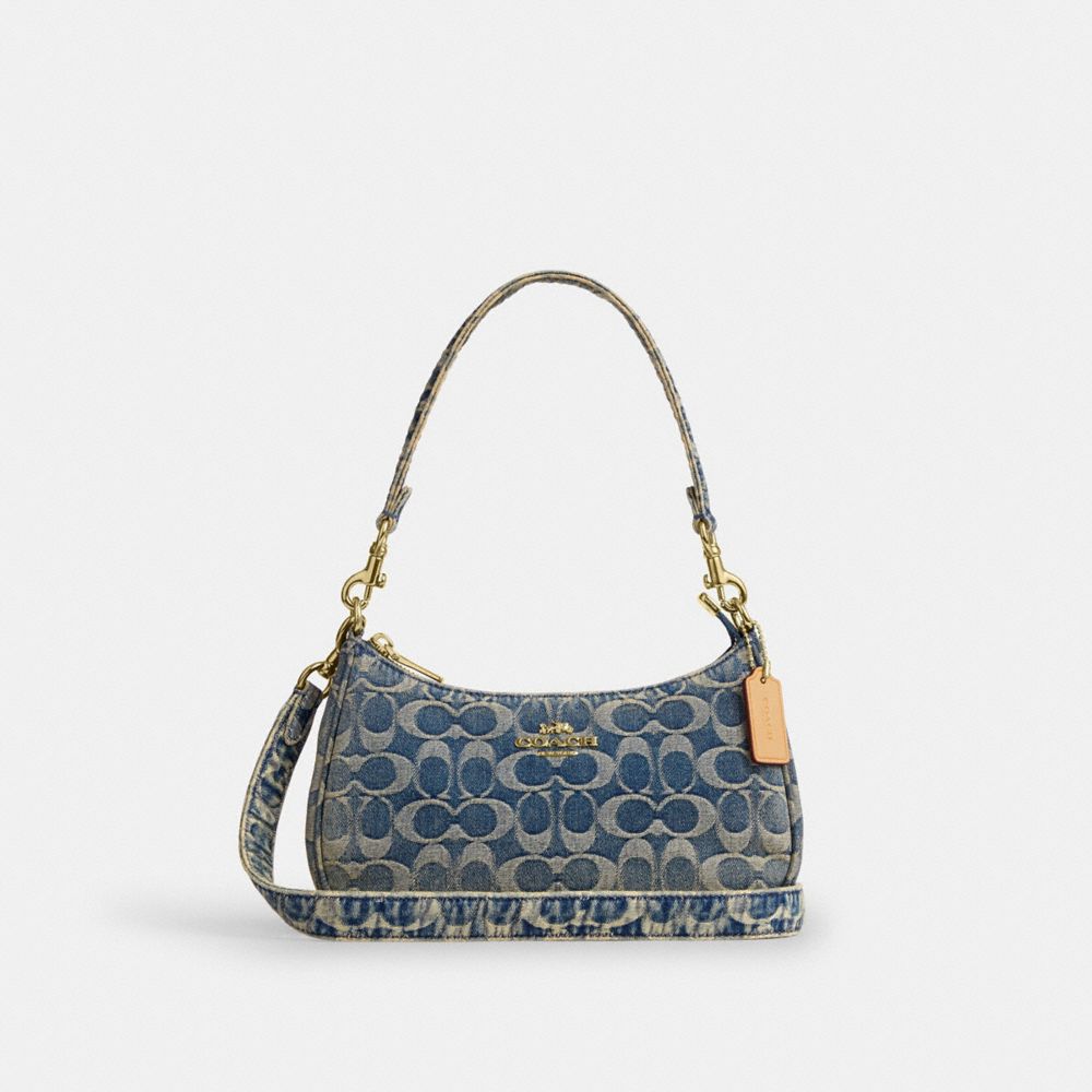 COACH®,Teri Shoulder Bag In Signature Regenerative Cotton Denim,,Front View