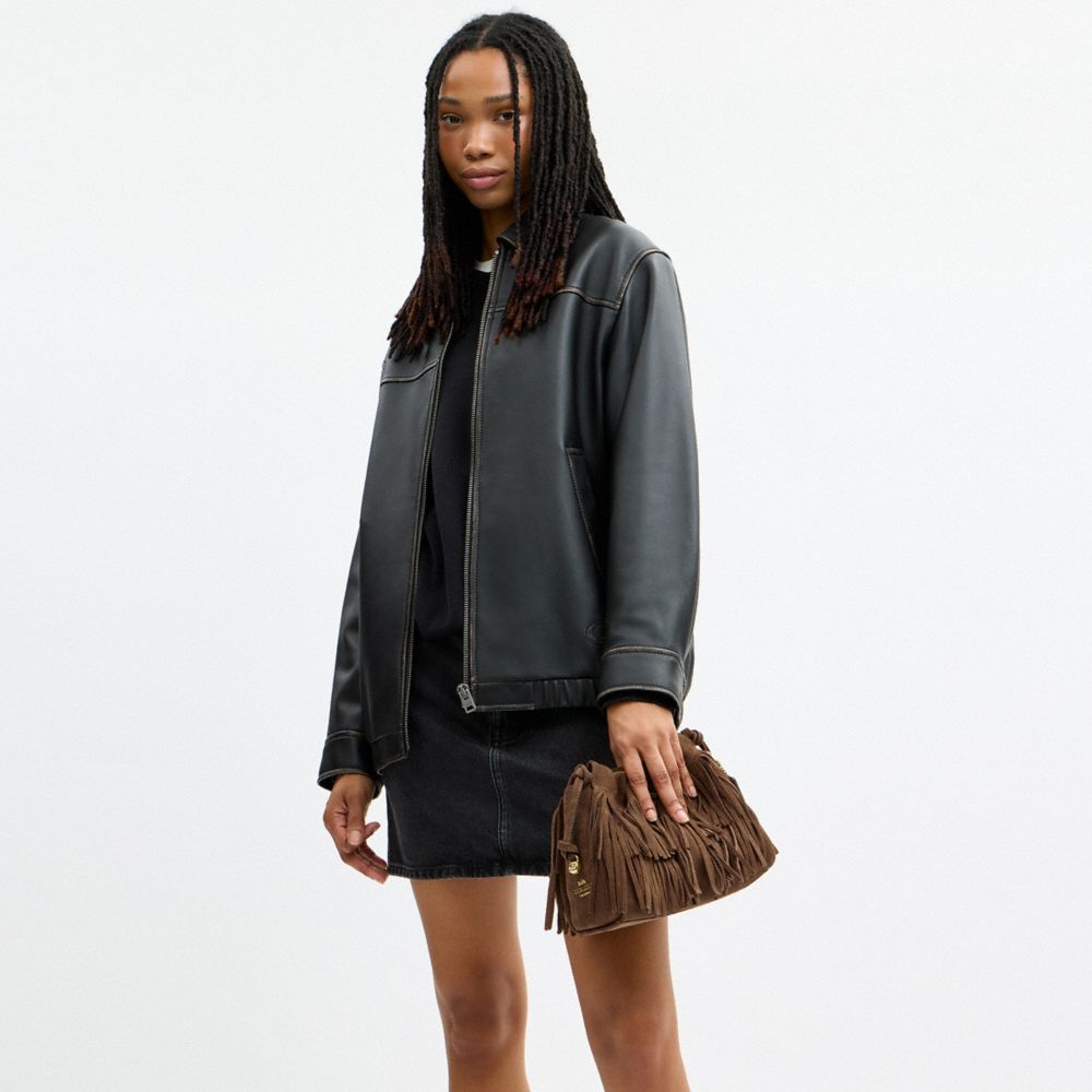 フェイ ドローストリング バッグ・フリンジ 6