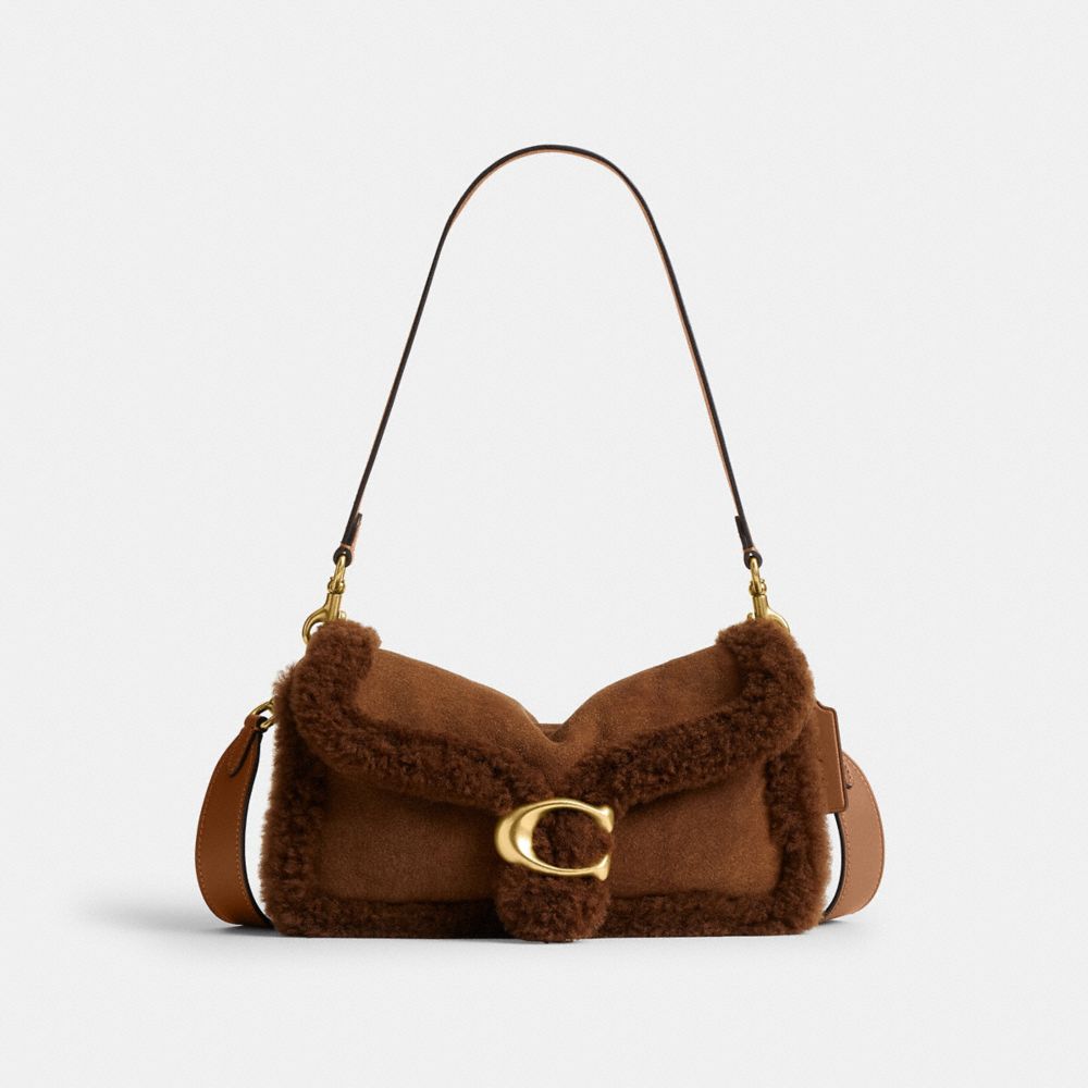 COACH®, タビー ショルダー バッグ 26・シアリング, ショルダーバッグ,ﾌﾞﾗｽ/ｱｰﾓﾝﾄﾞ,Front View