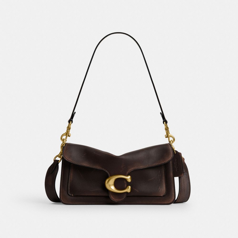 COACH®, タビー ショルダー バッグ 26・ラブド レザー, ショルダーバッグ,ﾌﾞﾗｽ/ﾒｲﾌﾟﾙ,Front View