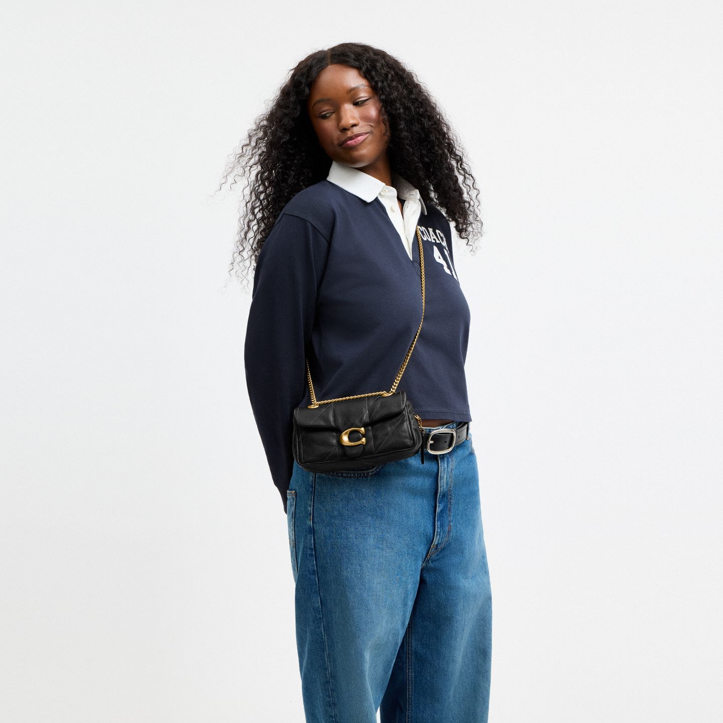 Женская сумка Coach Tabby Shoulder Bag 20 With Quilting, цвет: Латунный / Чёрный — фото 8