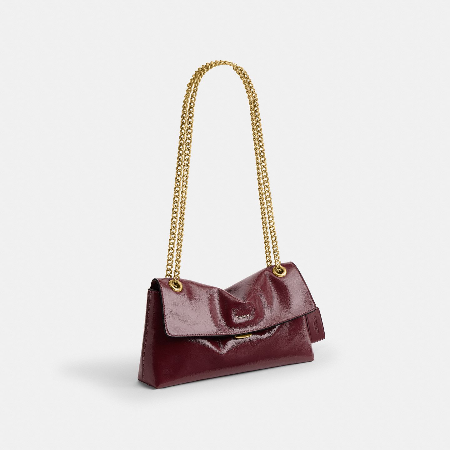 Женская сумка Coach Chelsea Shoulder Bag 26 With Chain, цвет: Латунный / Тёмный вишнёвый — фото 2