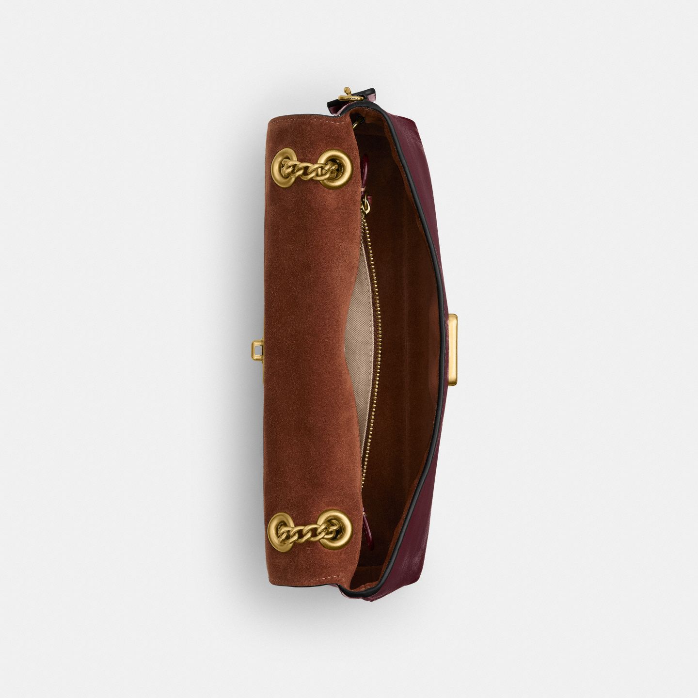 Женская сумка Coach Chelsea Shoulder Bag 26 With Chain, цвет: Латунный / Тёмный вишнёвый — фото 4