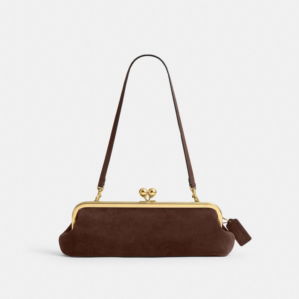 COACH®,Borsa Con Chiusura Kisslock 30,Media,Ottone/Chocolate scuro,Front View