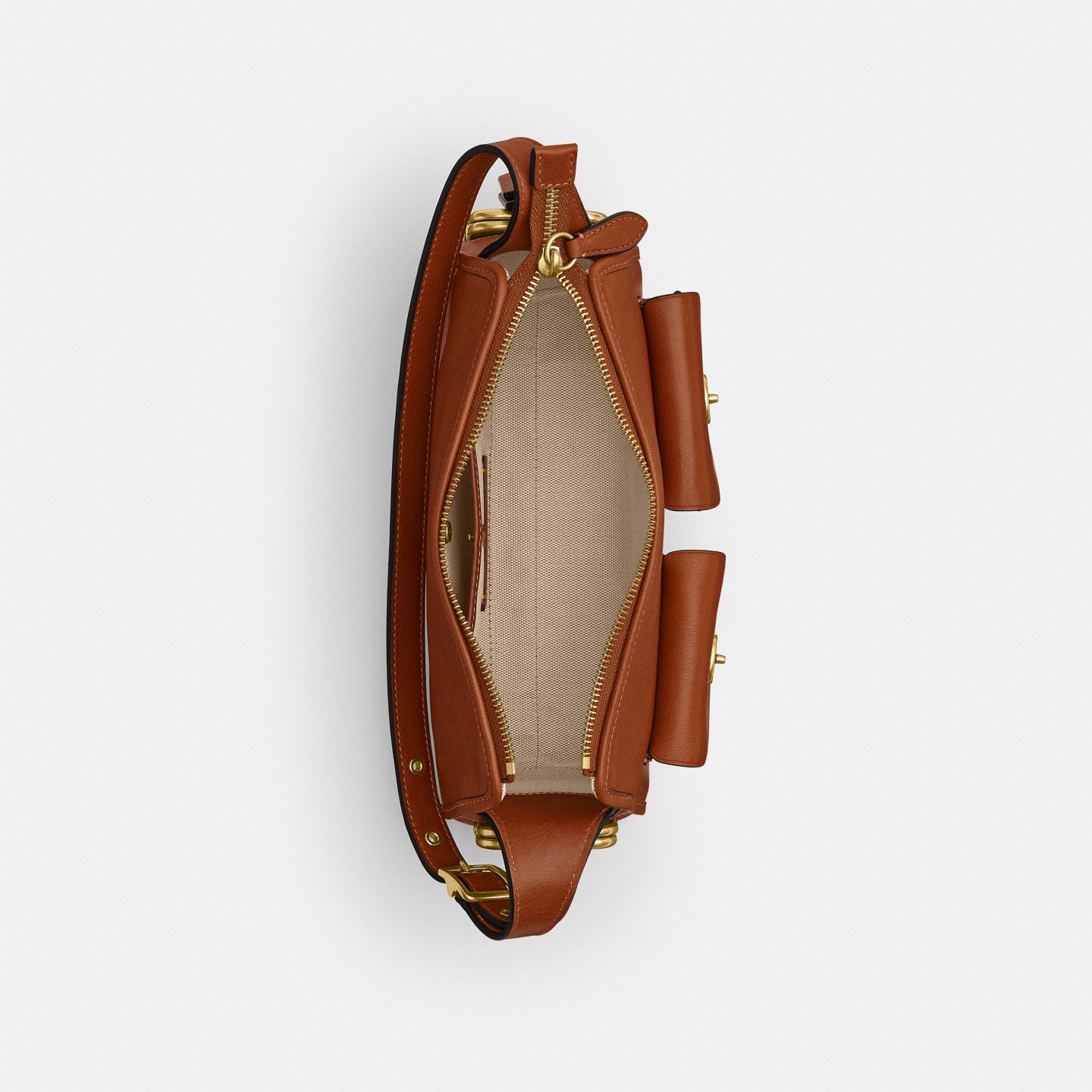 Женская сумка Coach Turnlock Haversack Bag 27, цвет: Латунный / Янтарный коричневый — фото 4