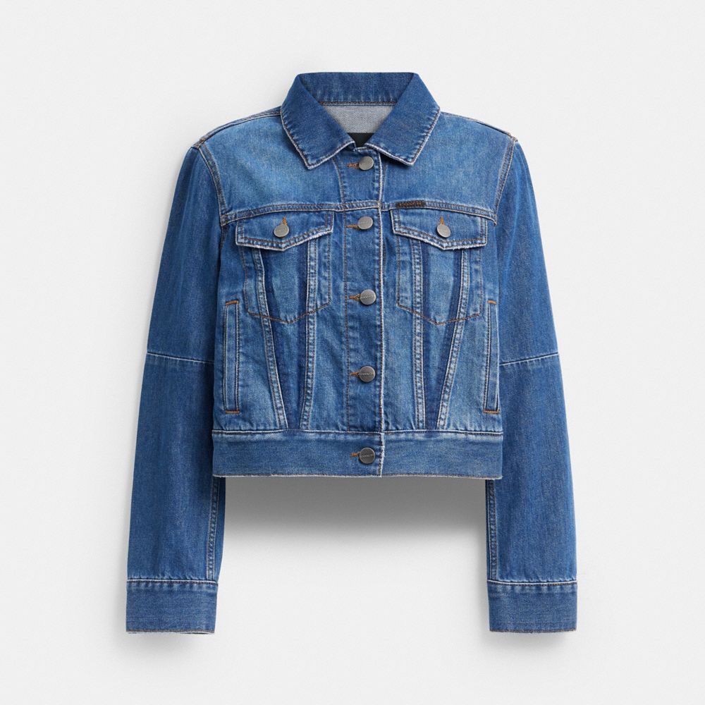 COACH®,Shrunken Denim Workwear Jacket,,Front View