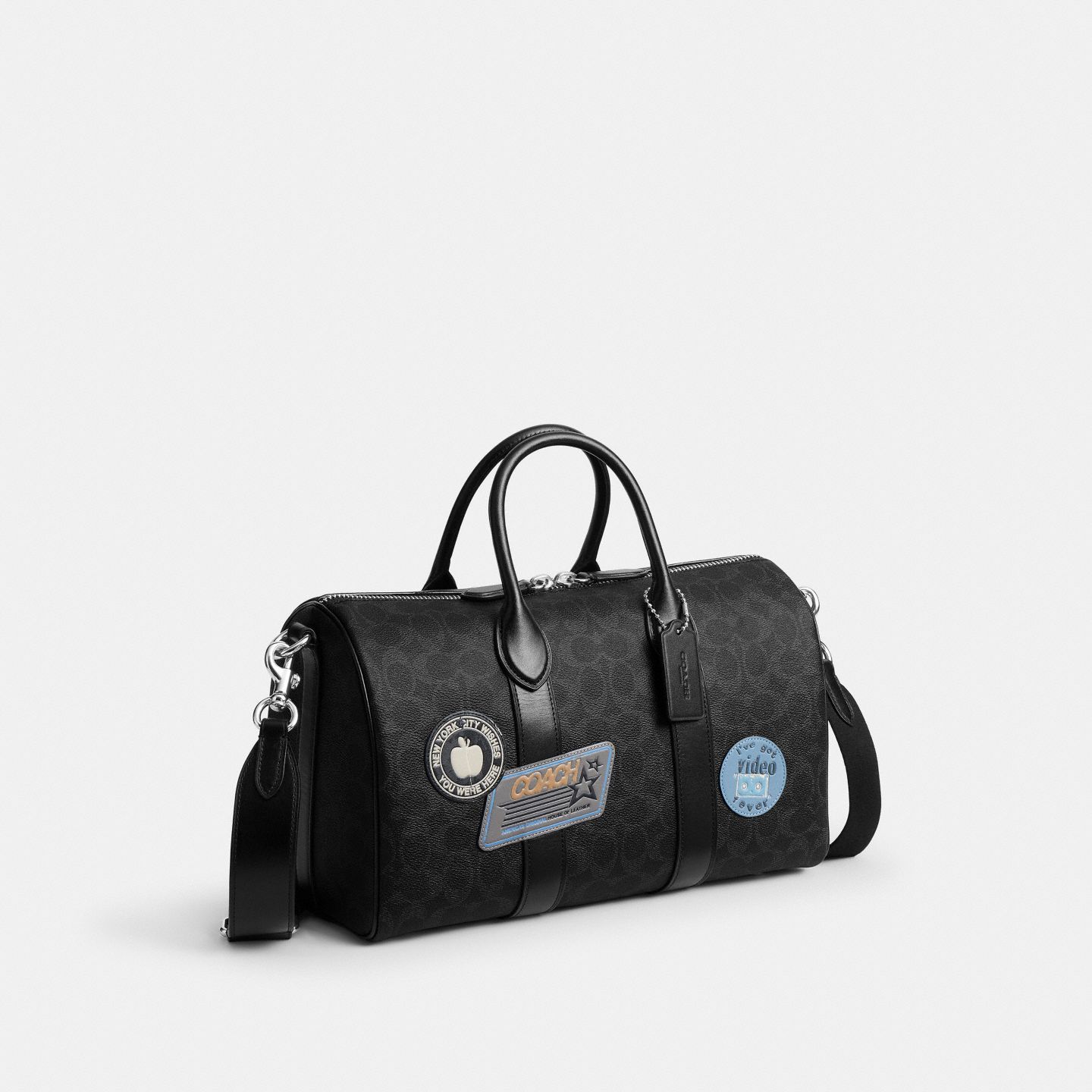 Мужская сумка Coach Compass Bag 35 With Stickers In Signature UpcraftedLeather, цвет: Чёрный — фото 2