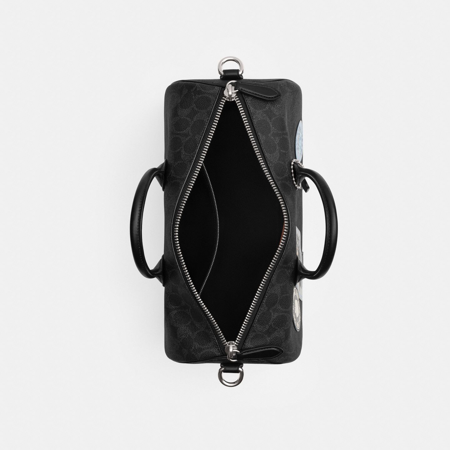 Мужская сумка Coach Compass Bag 35 With Stickers In Signature UpcraftedLeather, цвет: Чёрный — фото 4