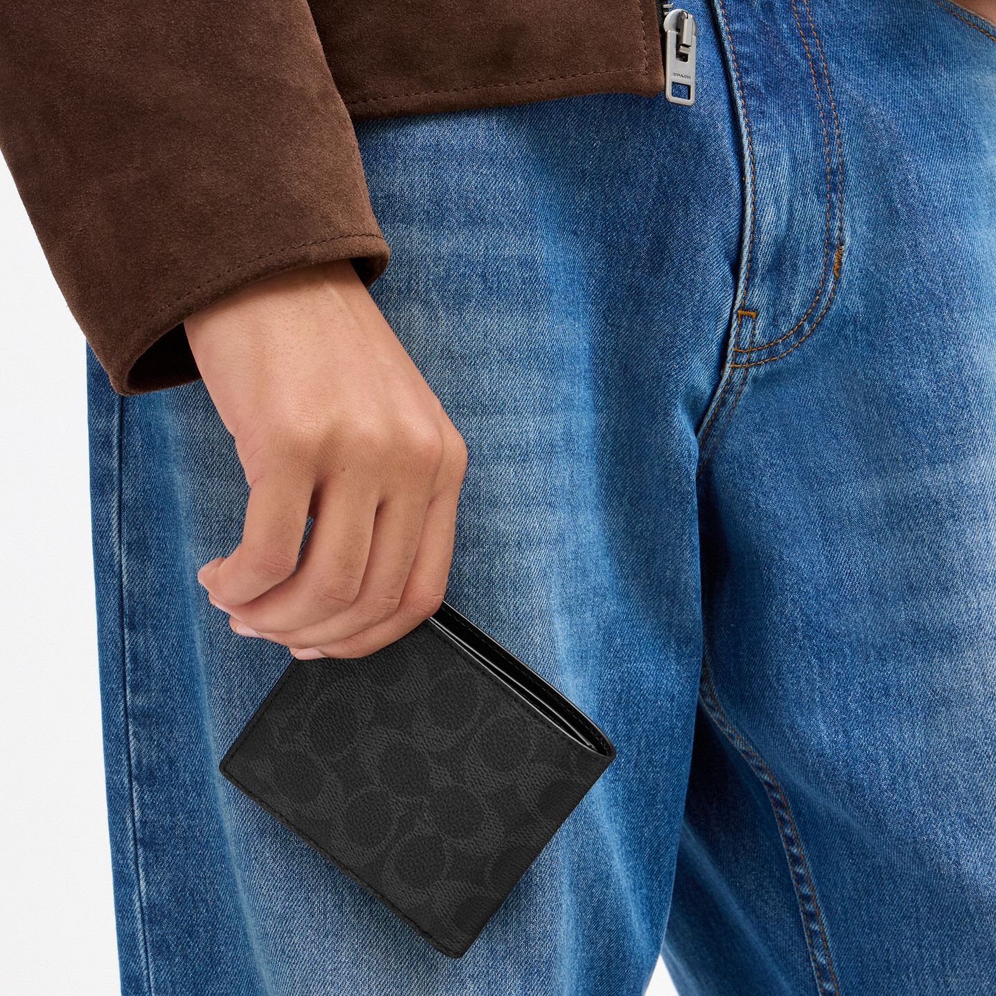 Мужской кошелёк Coach Coin Wallet In Signature UpcraftedLeather, цвет: Чёрный — фото 4