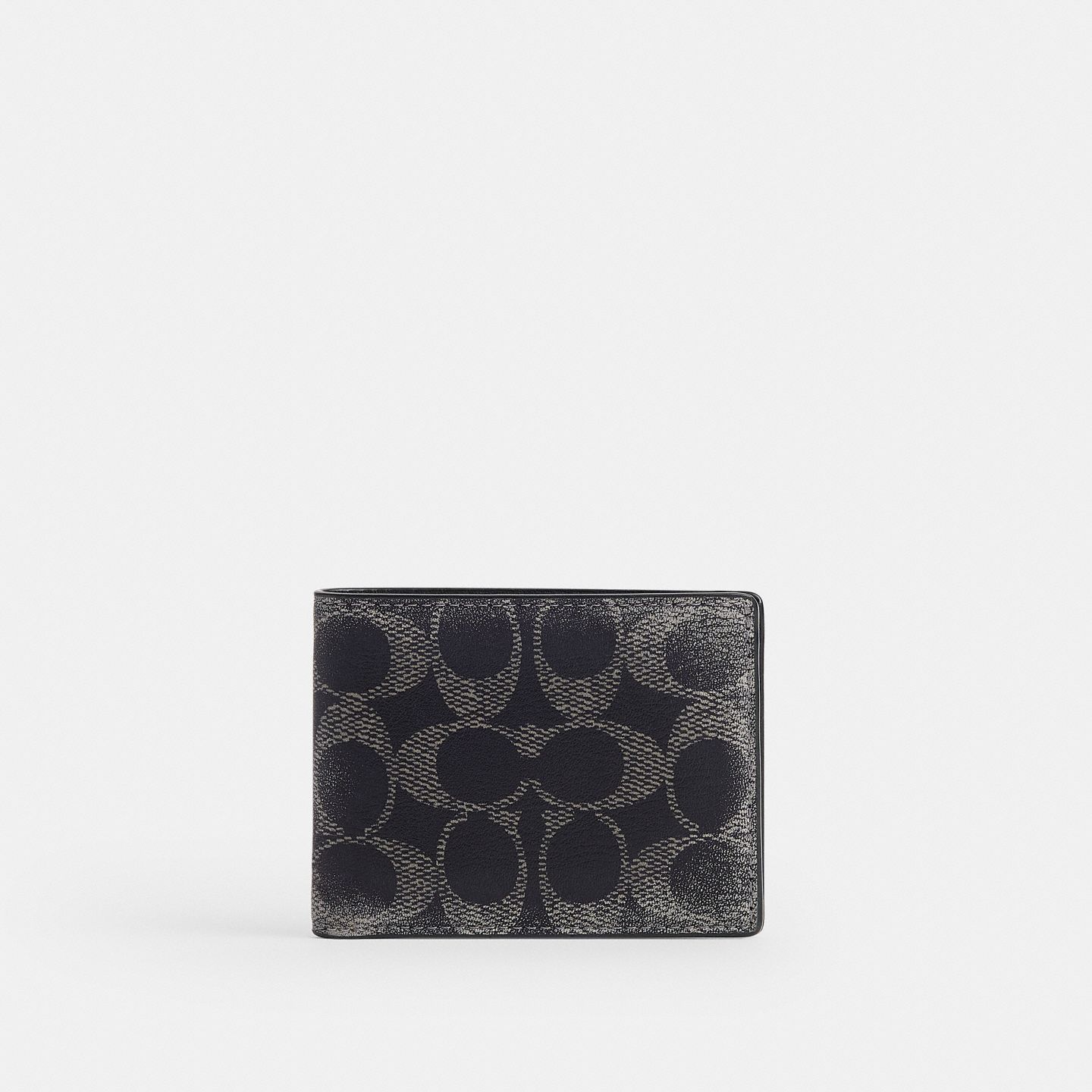 Мужской кошелёк Coach Slim Billfold Wallet In Loved Signature, цвет: Чёрный — фото 1