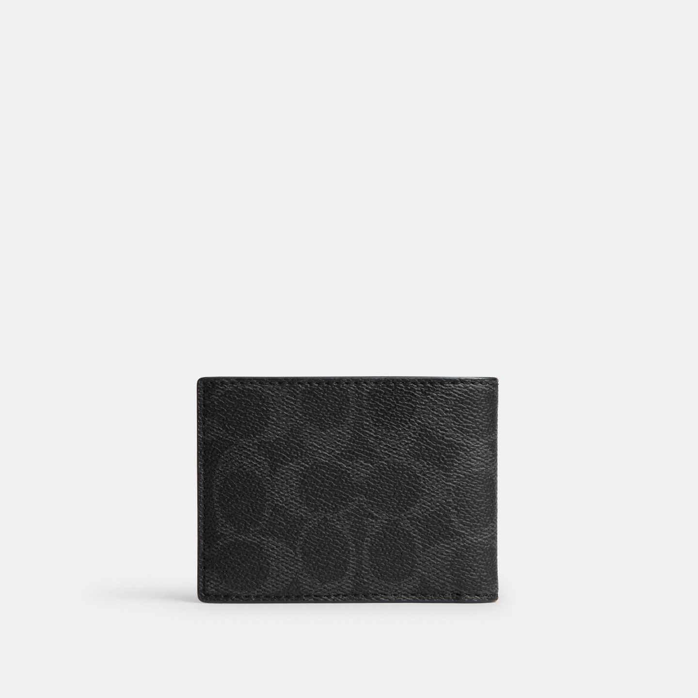 Мужской кошелёк Coach Slim Billfold In Signature UpcraftedLeather, цвет: Чёрный — фото 2