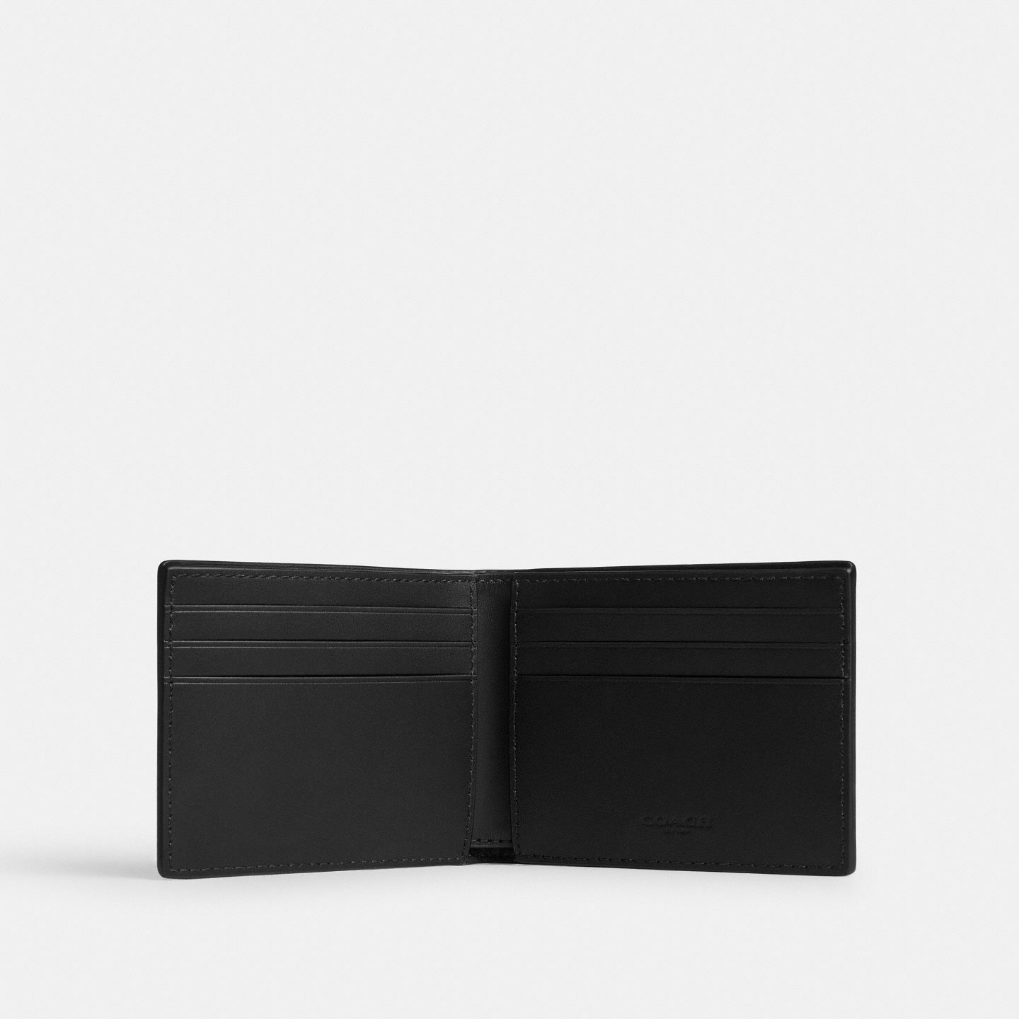 Мужской кошелёк Coach Slim Billfold In Signature UpcraftedLeather, цвет: Чёрный — фото 3