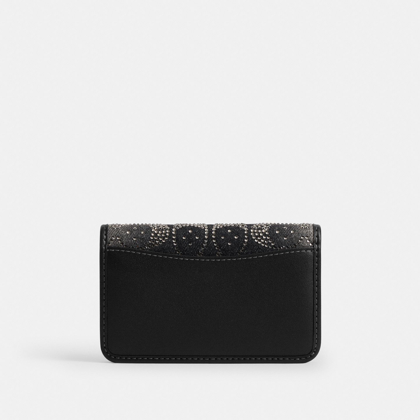 Женский кошелёк Coach Essential Slim Card Case With Crystal Signature, цвет: Серебряный / Чёрный — фото 2