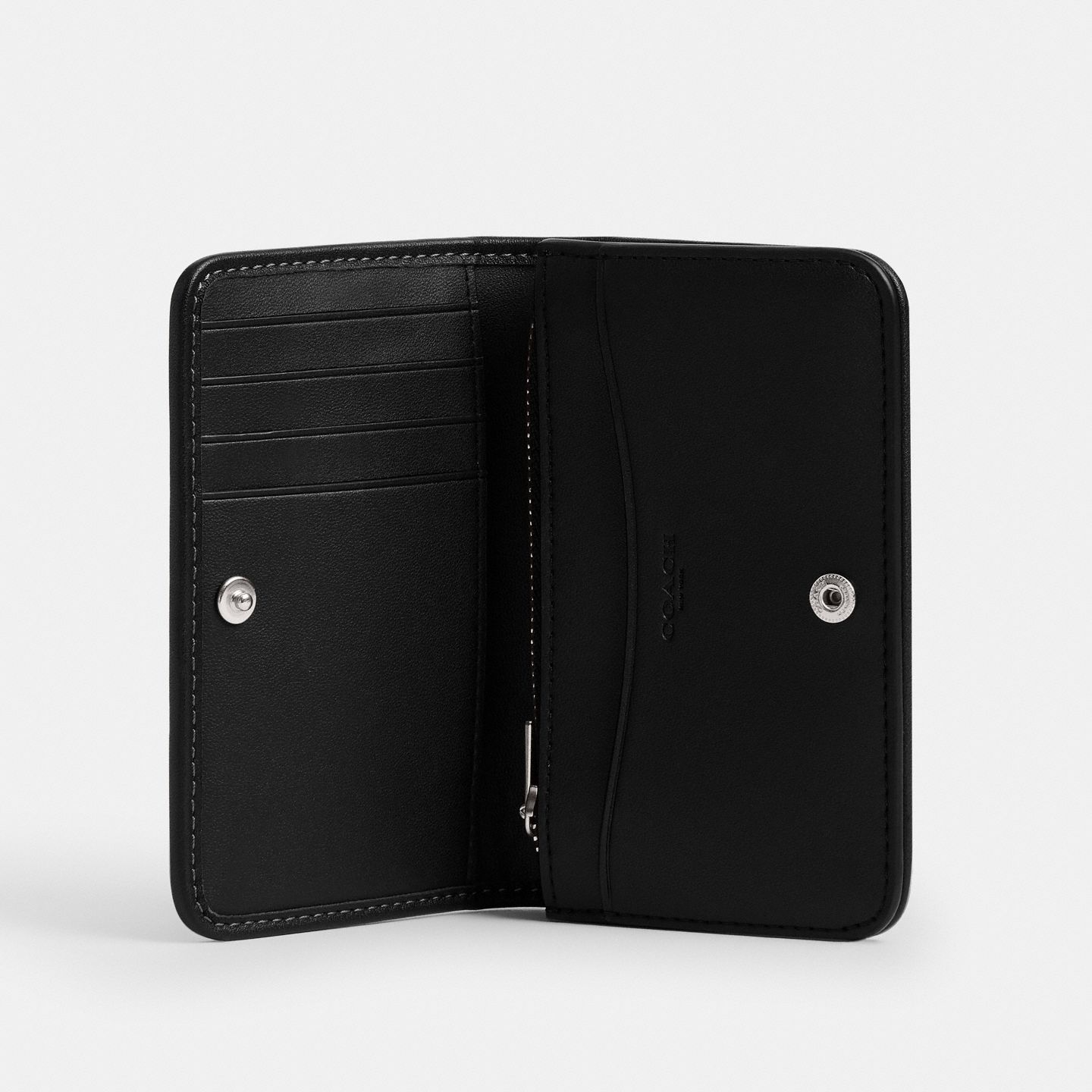 Женский кошелёк Coach Essential Slim Card Case With Crystal Signature, цвет: Серебряный / Чёрный — фото 3