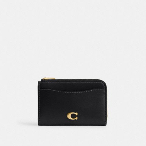 Женский кошелёк Coach Essential Key Zip Card Case, цвет: Латунный / Чёрный