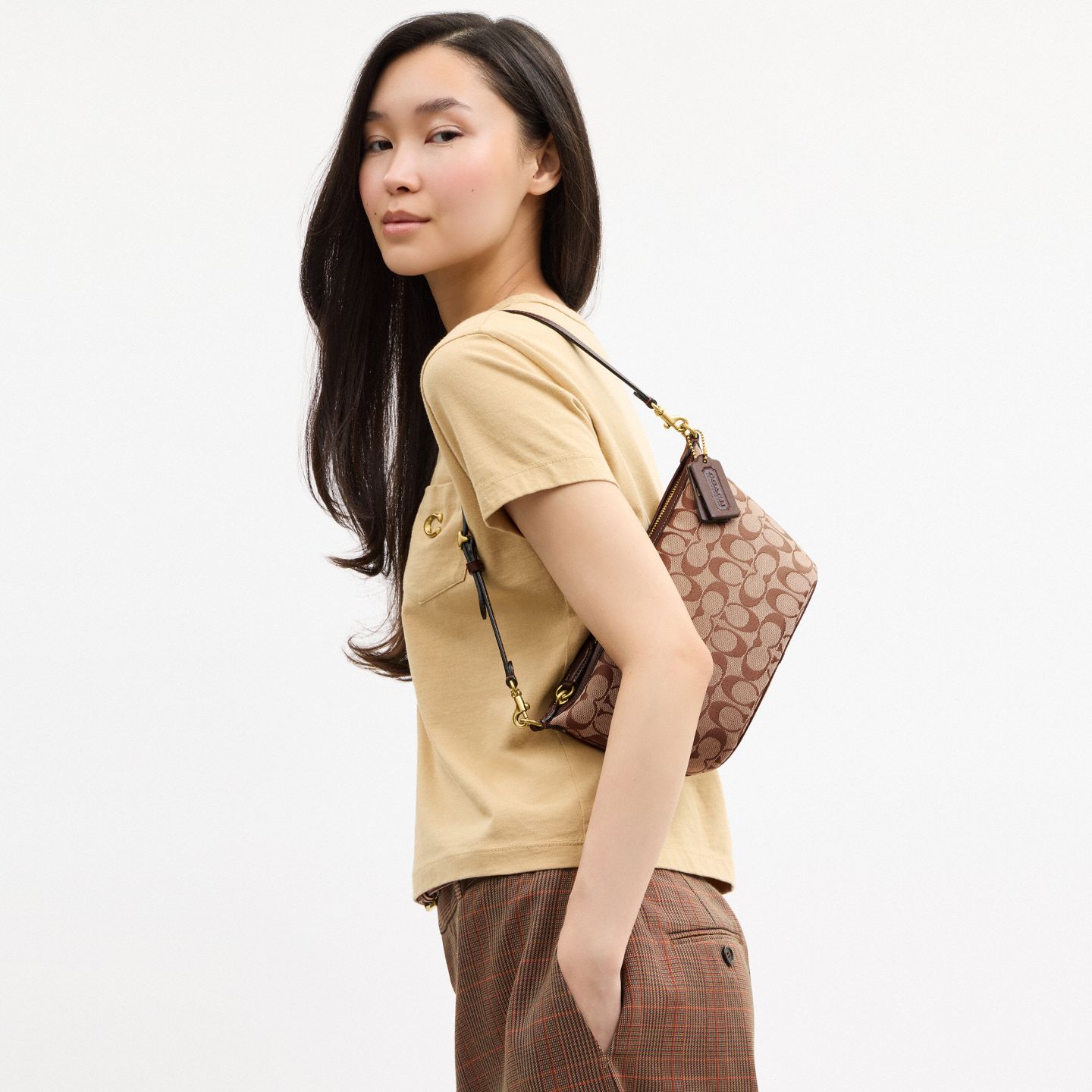 Женская сумка Coach Demi Bag In Signature Jacquard, цвет: Латунный / Хаки кленовый — фото 8