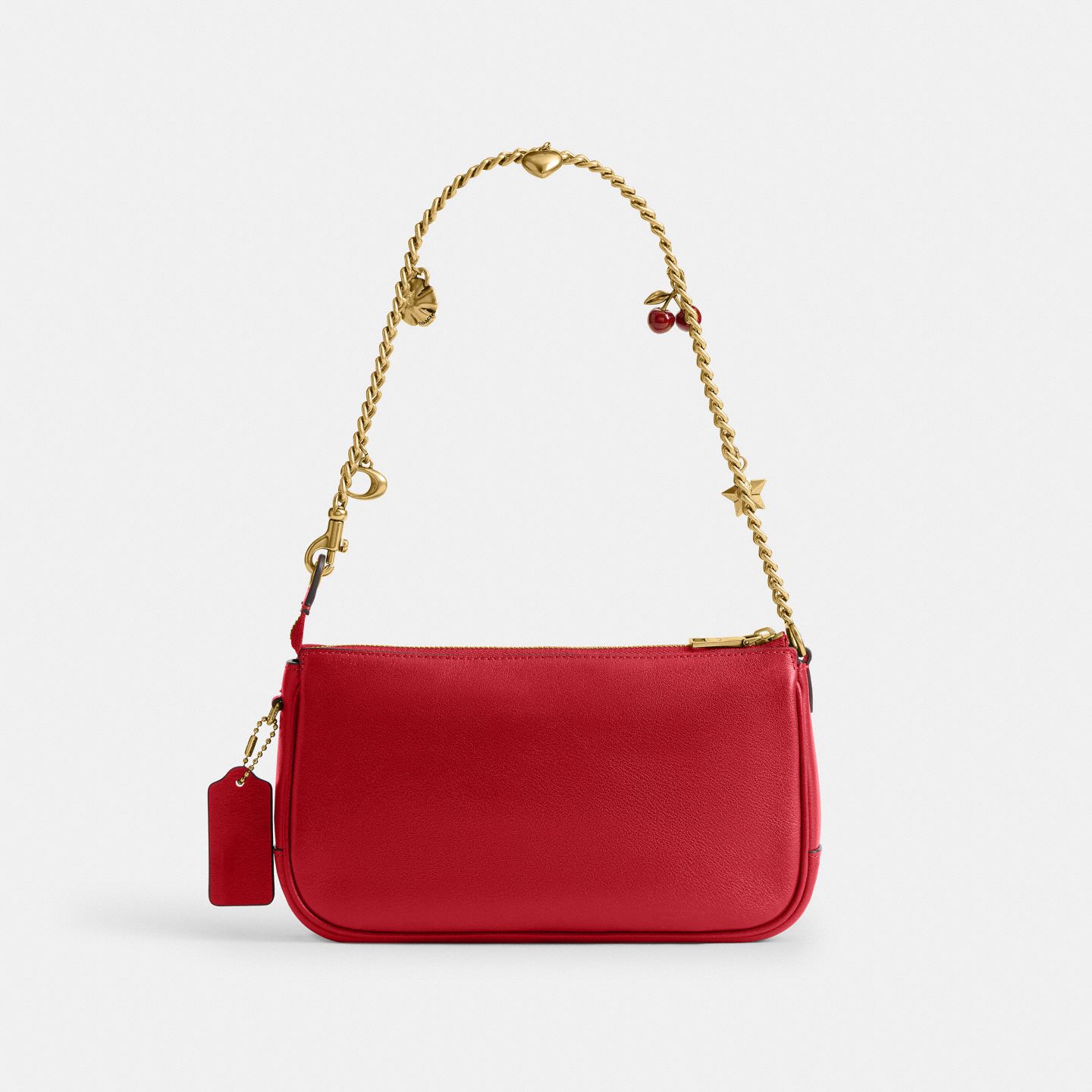 Женская сумка Coach Plaza Bag With Charm Chain Strap, цвет: Латунный / Алый — фото 2