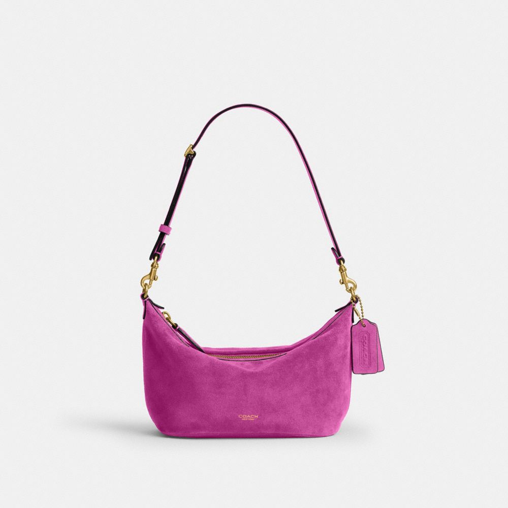 COACH®,Demi Bag,Leather,Cotton,Suede,Crossbody,Shoulder Bag,Adjustable,Brass,,Front View