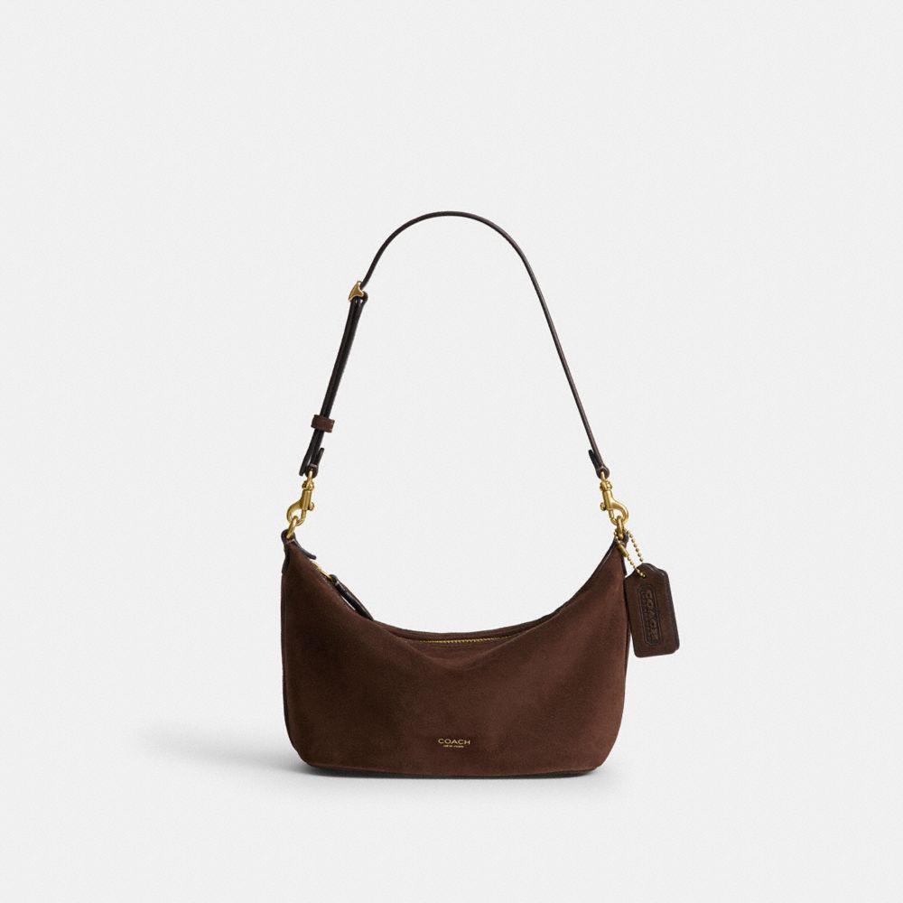 COACH®,Demi Bag,Leather,Cotton,Suede,Crossbody,Shoulder Bag,Adjustable,Brass,,Front View