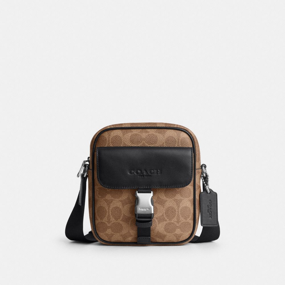 COACH®,Bolso Bandolera Matthew En Lona Signature,Pequeño,Argent/Tabac/Noir,Front View