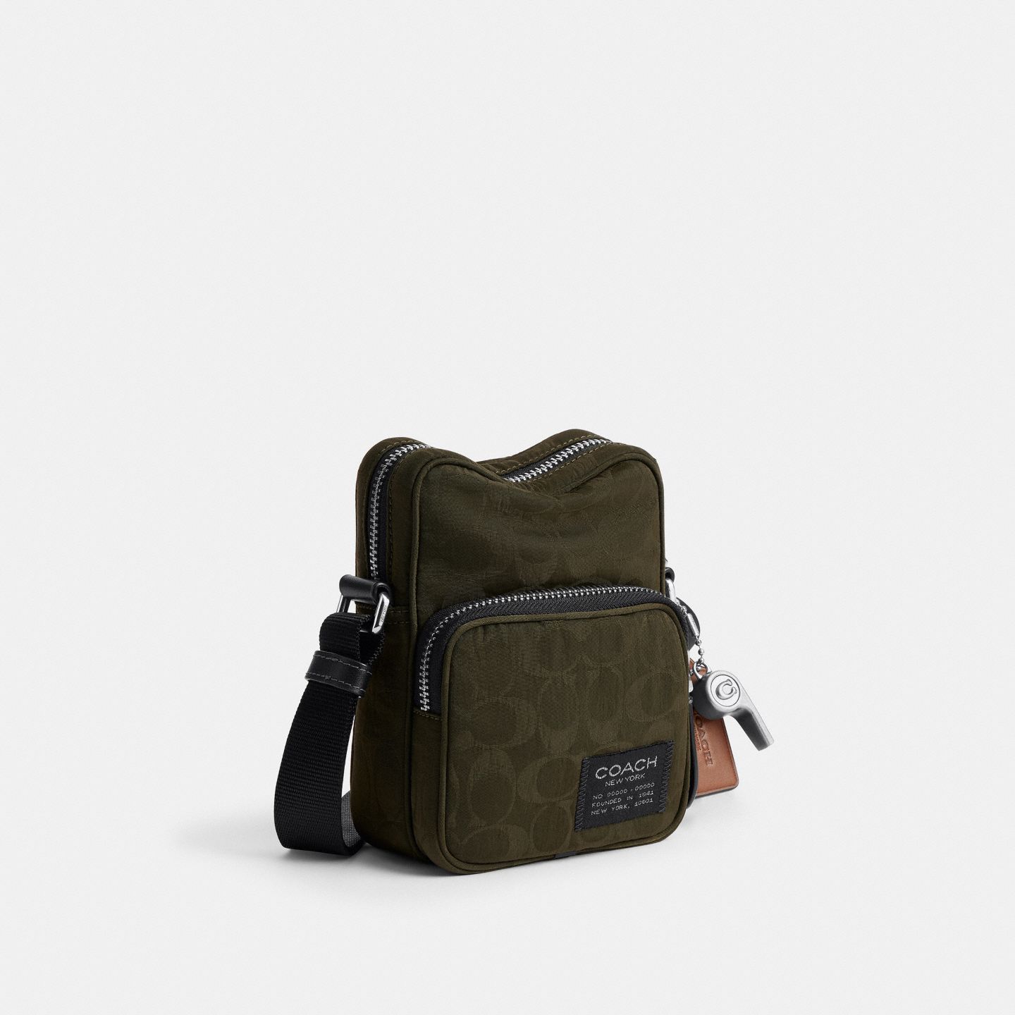 Мужская сумка Coach Locke Crossbody In Signature Nylon Jacquard, цвет: Тёмный мох — фото 2