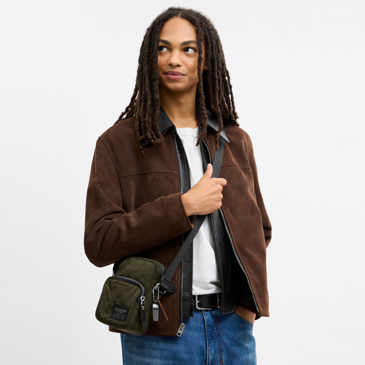 Мужская сумка Coach Locke Crossbody In Signature Nylon Jacquard, цвет: Тёмный мох — фото 5
