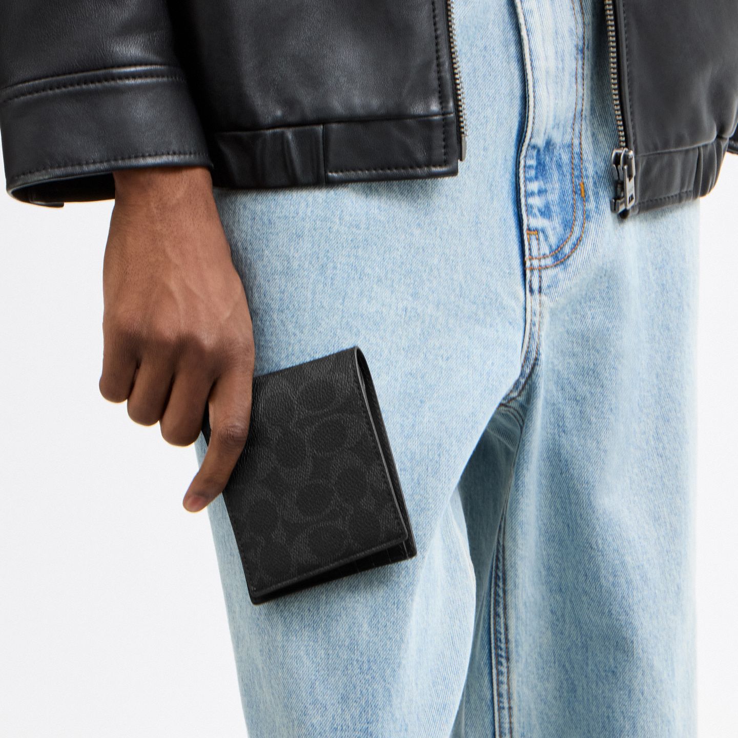 Мужской кошелёк Coach 3-In-1 Wallet In Signature UpcraftedLeather, цвет: Чёрный — фото 4