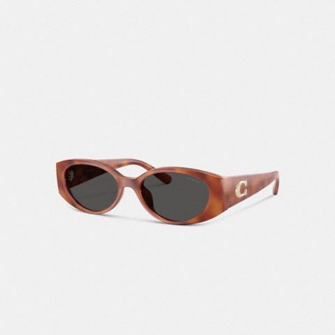 Женские солнцезащитные очки Coach Maxi Sculpted C Narrow Round, цвет: Карамельный черепаховый