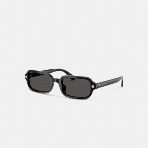 Женские солнцезащитные очки Coach Charms Narrow Rectangle, цвет: Чёрный