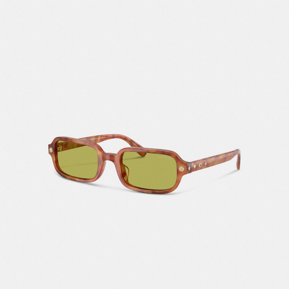 COACH®,Gafas de Sol Rectángulo Estrecho Charms,Caramel/Tortue,Front View